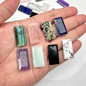 Natural gems stone quartz pendant rectangle slice pendant for women men jewelry - Picture 1 of 10