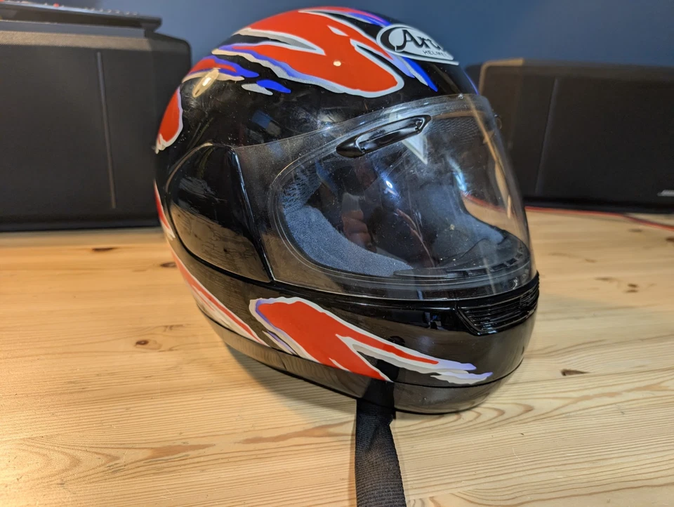 Vintage Arai Signet/s Motorcycle Helmet Medium 7 - 7 1/8 Inch Bold Graphics 57cm - Image 1 of 4