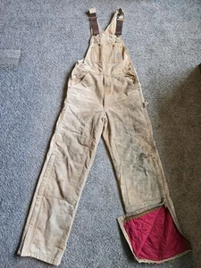 Vtg Carhartt Union USA Overalls Insulated Lined Duck DoubleKnee 32X34 Distressed - Picture 1 of 17