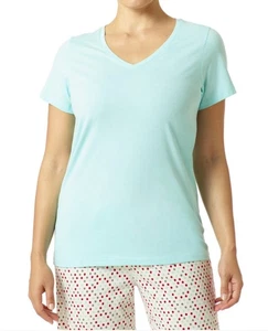 HUE Nachtwäsche Einfarbig Kurzarm V-Ausschnitt Damen Pyjama T-Shirt Oberteil Gr. XL - Bild 1 von 4