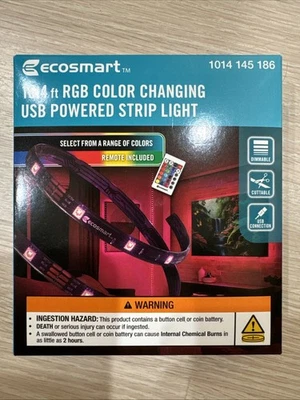 EcoSmart 16.4 ft. RGB Color Changing USB Powered LED Strip Light w/ Remote - Image 1 of 2