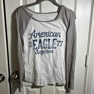 American Eagle Favorite T Womens White Gold Long Sleeve Lightweight Size S - Picture 1 of 6