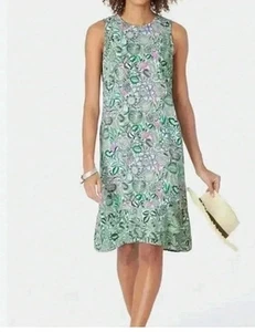 J. Jill Mojito Floral Women’s Sleeveless Rayon Dress Green Multi Size Large NWT - Picture 1 of 7