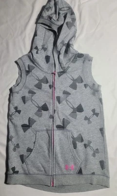 Under Armour Niñas Gris con Logo Negro, Rosa Cremallera Sudadera con Capucha Sin Mangas ¡ENVÍO GRATUITO! Foto 1 de 4