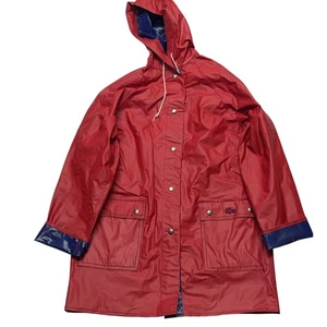 Vintage 80s Izod Lacoste Rain Jacket Large Reversible Coat 100% PVC Waterproof - Picture 1 of 8