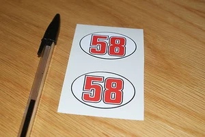 Marco Simoncelli Numero 58 Adesivi Visiera (Coppia) - Foto 1 di 1