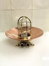 Post Mount Vintage Daeyang Brass Outdoor Bulkhead Ceiling Lamp with Copper Shade