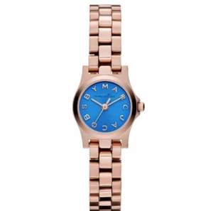 MARC JACOBS MBM3204 HENRY DINKY ROSE GOLD STEEL MALI BLUE DIAL WOMEN'S WATCH - Picture 1 of 8