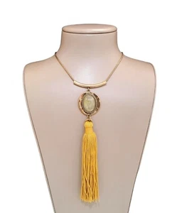 ANTHROPOLOGIE Brass Plated Yellow Gold Tassel Pendant Necklace NWT - Picture 1 of 6