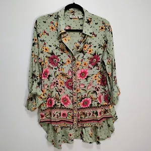 Lola P Shirt Women's SMALL Loose Fit Boho Tunic Blouse Longer Back *SEE PICS - Picture 1 of 8