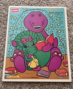 Vintage Playskool Barney Baby Bop's Bedtime Story Wood Puzzle 6pc 1993  - Picture 1 of 6