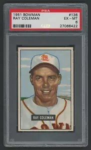 1951 Bowman #136 Ray Coleman St Louis Browns Baseball Card PSA 6 EX-MT ⚾ - Picture 1 of 3