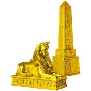 1 Set Alte Ägypten Statue Ägyptischer Obelisk Dekor Schreibtisch Sphinx Figur - Bild 1 von 12