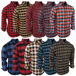 Plaid Flannel Shirt Mens Soft Button Down Collar Chest Pocket Great NEW Colors - Picture 1 of 27