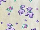Vintage Juvenile Purple Lamb Yellow Background Children Cotton Fabric 35"w 20"L