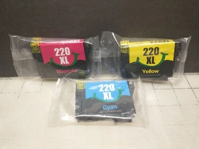 3 pieces 220XL INK color cartridges NIB Epson Yellow Magenta Cyan - Image 1 of 4