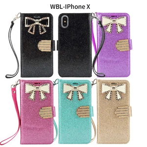 Funda Billetera Mariposa Brillante Cuero PU Brillante Estrás Estrás - Imagen 1 de 22
