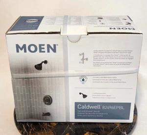Moen Caldwell Matte Black Tub and Shower Faucet Set 82496EPBL Valve Included NEW - Picture 1 of 13