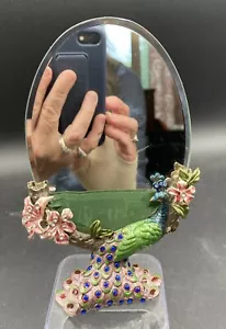 Small Bejeweled Peacock Standing Mirror  - Picture 1 of 8