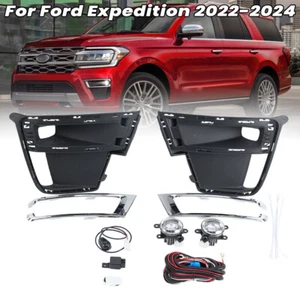 For Ford Expedition 2022-24 Set LED Bumper Fog Light Lamp Cover Driver&Passenger - Picture 1 of 24