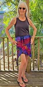 JAYL Nepal MUDMEE TIE DYE Spandex Rayon DOUBLE ANGLE Cut SHORT LONG MINI SKIRT - Bild 1 von 5
