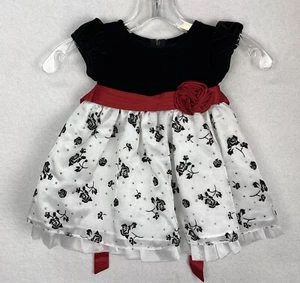 Vestido de fantasía Bonnie Baby talla 6/9 meses negro terciopelo parte inferior blanca ribete rojo - Imagen 1 de 9