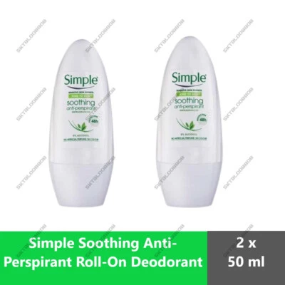 2 x 50ml Simple Soothing Anti-Perspirant Roll-On Deodorant For Sensitive Skin - Image 1 of 4
