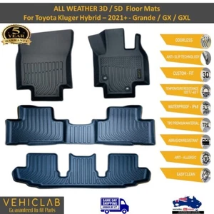 3D TPE Car Floor Mats for Toyota Kluger GX/GXL/Grande- 2021+ -3 ROWS -AUS DESIGN - Picture 1 of 14