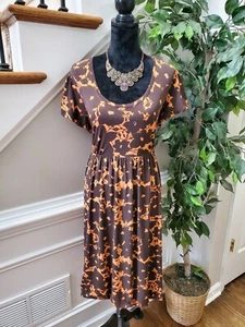APT.9 Women's Brown Polyester Round Neck Short Sleeve Knee Length Dress Size XL - Picture 1 of 11