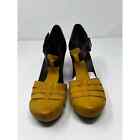 OTBT Ripley M095 Women's Mustard/Brown Leather Wedge Heel T-Strap Sandal