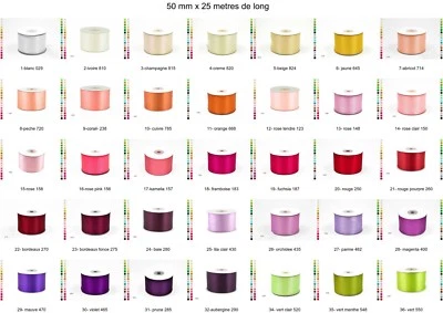 Ruban 50 mm de large satine simple face  - Image 1 of 2