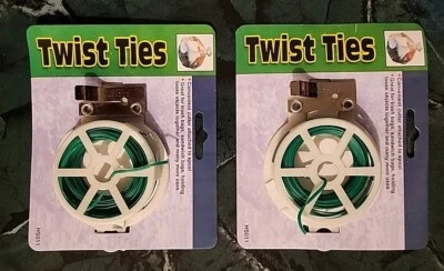 Pair of Green Twist Ties with Cutter & Hanger - Garden  Kitchen Each Roll Is 30' - Image 1 of 4