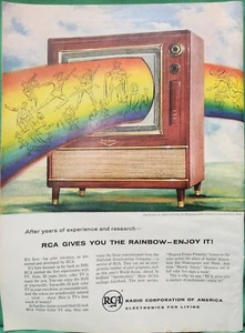 VTG Print Ad 1955 RCA Rainbow Color Television TV Radio Electronics Victor - Picture 1 of 1