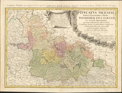 Ducatus Silesiae c1750 antique map by Homann Heirs - Czechoslovakia + Poland Foto 1 de 4