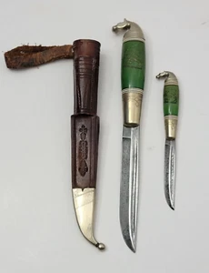 Vintage Luomanen and Kumpp Finland Double Puukko Knife w/  Sheath E318 - Picture 1 of 24