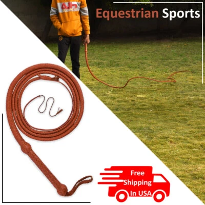 STABSTORE Cow Hide Leather BULL WHIP 04 to 10 Feet Long 12 Plaits TAN Indiana Jones Whip