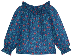 BISBY Tulpen L/S gewebte gefütterte Bluse - marineblau - neu mit Etikett Mädchen 7 - Bild 1 von 1
