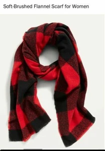 NWT Old Navy Flannel Blanket Scarf Wrap Shawl Tartan Pashmina Red Buffalo Plaid - Picture 1 of 1