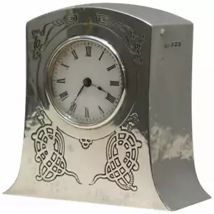 SOLID STERLING SILVER LIBERTY'S LONDON 1915 MINIATURE CARRIAGE CLOCK TUDRIC FEEL - Picture 1 of 12