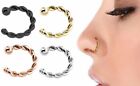Mens' Womens Unisex Surgical Steel, Clip-On, Adjustable Size Nose/Septum Ring