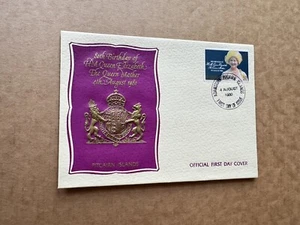 Pitcairn Islands 1978 FDC (55) Queen Mother Birthday #193+Purple Embossed Cachet - Picture 1 of 1