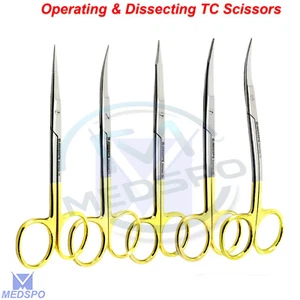 Surgical Operating Tissues Gum Straight & Curved Dissecting Medical Vet Scissors - Picture 1 of 6