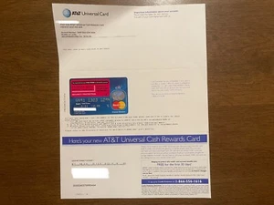 AT&T Universal Cash Rewards MasterCard Credit Card plus Welcome Letter 2005 Exp - Picture 1 of 2