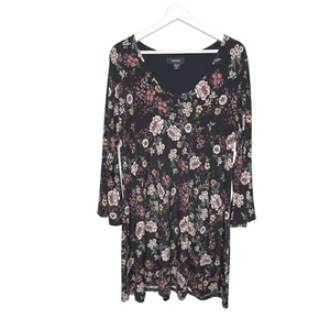 Karen Kane Dress Womens Plus Size 0X Boho Floral Black Pink Work Casual Fall - Picture 1 of 12
