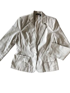 Cotton Brocade Cream Blazer Medium Single Button Pockets Short Lined MOSSIMO - Picture 1 of 8