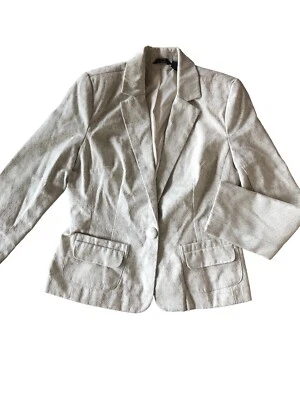 Cotton Brocade Cream Blazer Medium Single Button Pockets Short Lined MOSSIMO - Image 1 of 4