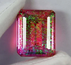 CERTIFIED 97.50 Ct Natural Monarch Fire Opal Doublet Emerald Cut Loose Gemstone - Picture 1 of 7