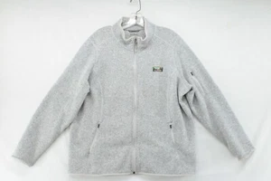 LL Bean Fleece Sweater Men's XXL Gray Full Zip Jacket Regular Long Sleeve Hiking - Picture 1 of 10