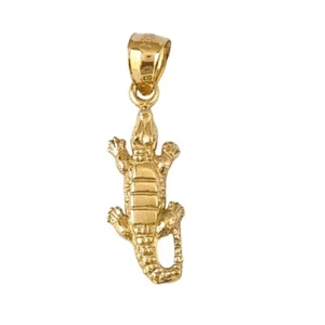 14k Oro Amarillo Caimán Cocodrilo Colgante / Dije, Hecho en los E. E. U. U. - Imagen 1 de 4