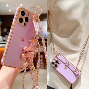 Case For iPhone 16 15 Pro Max 14 13 12 X Silicone Corssbody Lanyard Holder Cover - Picture 1 of 27